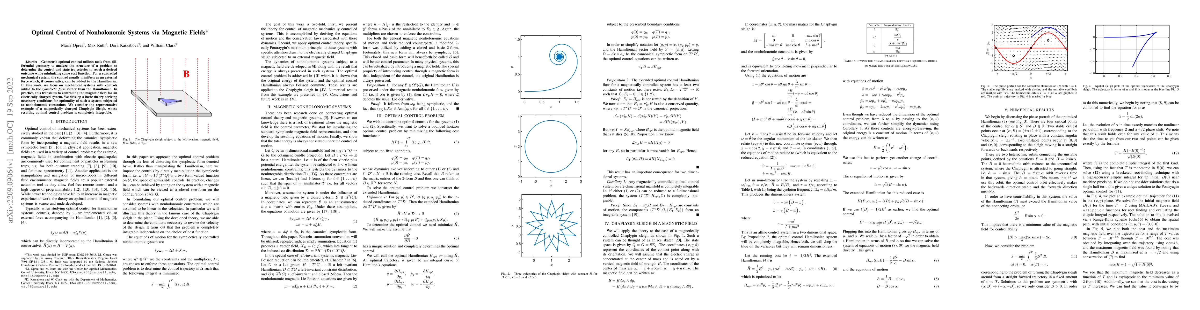 Thumbnail for Optimal Control of Nonholonomic Systems via Magnetic Fields