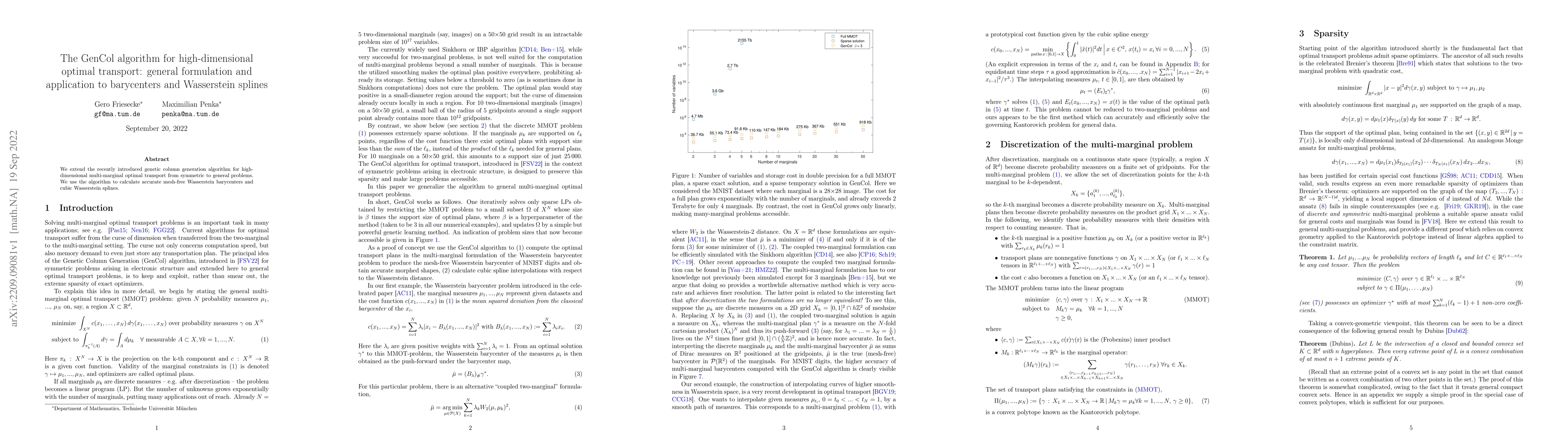 Thumbnail for The GenCol algorithm for high-dimensional optimal transport: general
  formulation and application to barycenters and Wasserstein splines