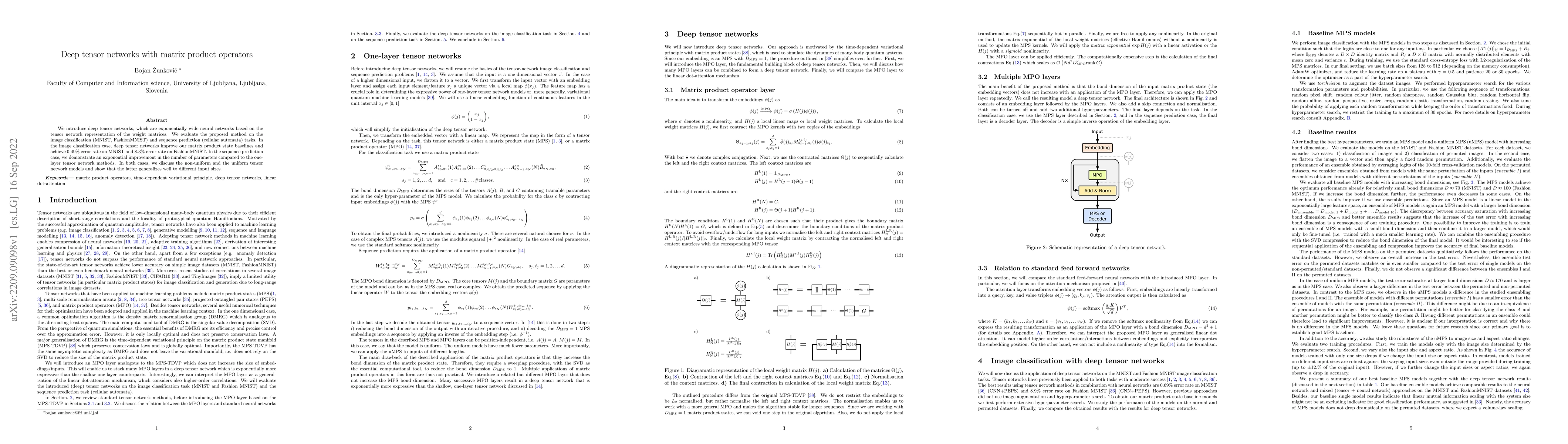 Thumbnail for Deep tensor networks with matrix product operators