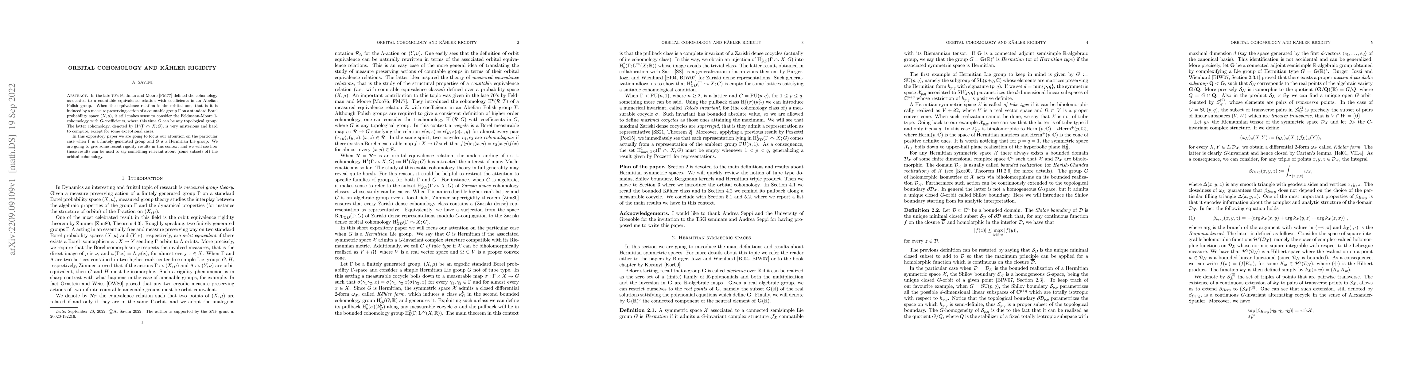 Thumbnail for Orbital cohomology and Kahler rigidity