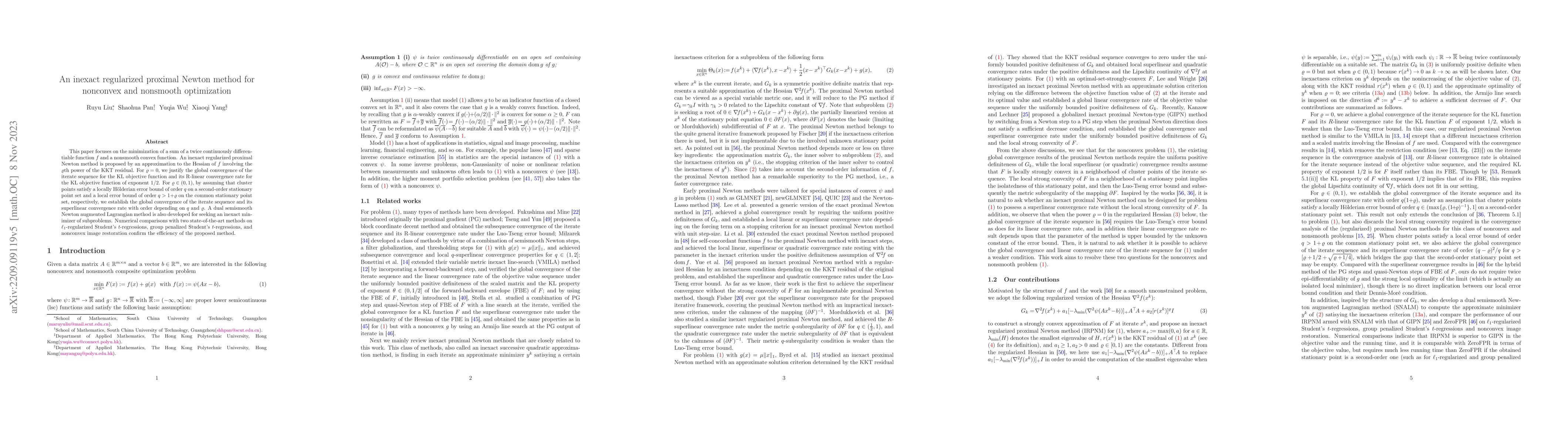 Thumbnail for An inexact regularized proximal Newton method for nonconvex and
  nonsmooth optimization