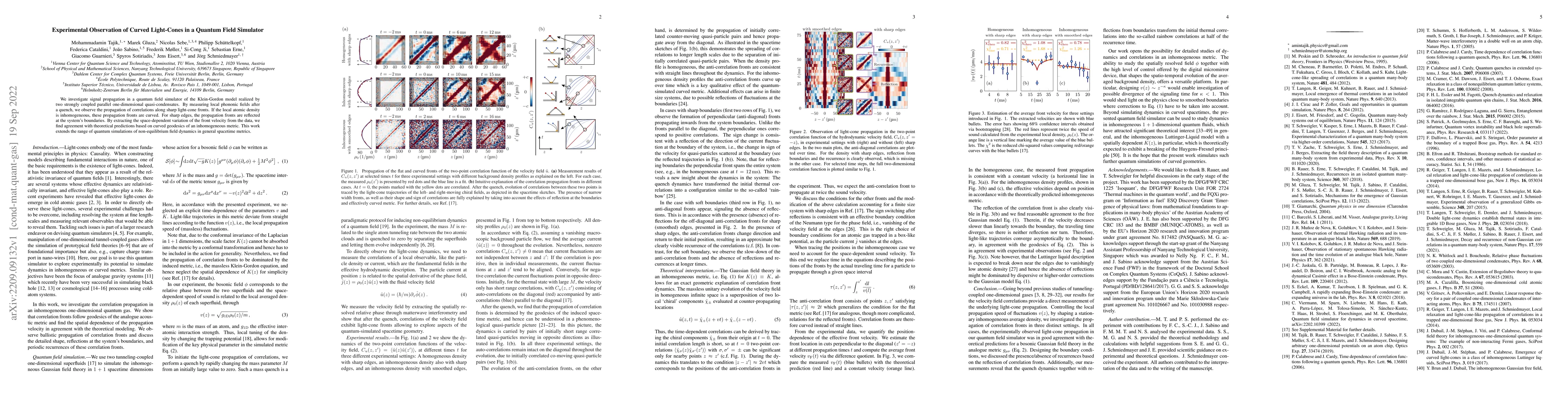 Thumbnail for Experimental Observation of Curved Light-Cones in a Quantum Field
  Simulator