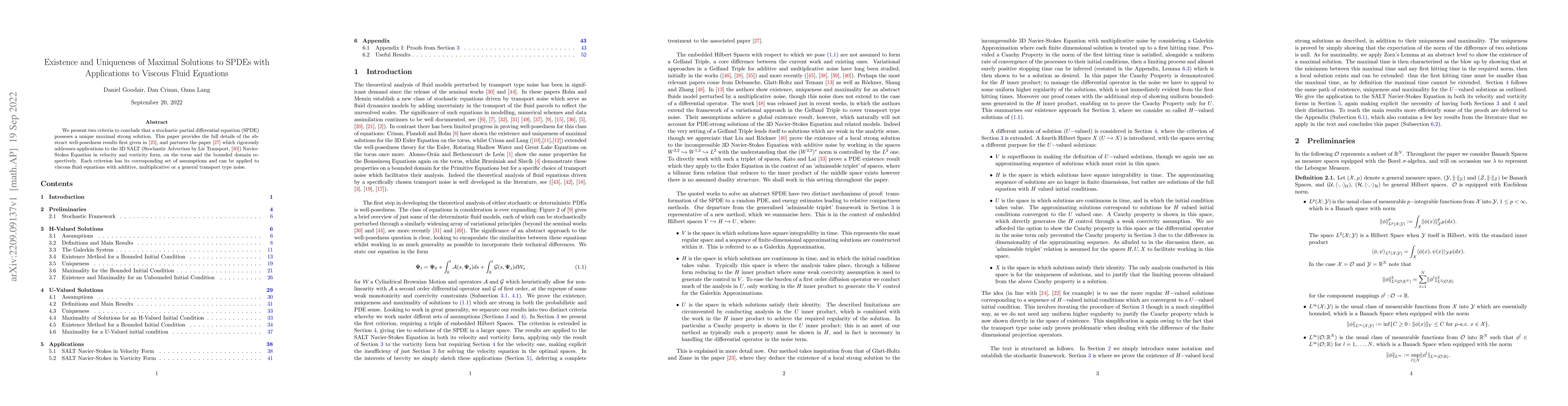 Thumbnail for Existence and Uniqueness of Maximal Solutions to SPDEs with Applications
  to Viscous Fluid Equations