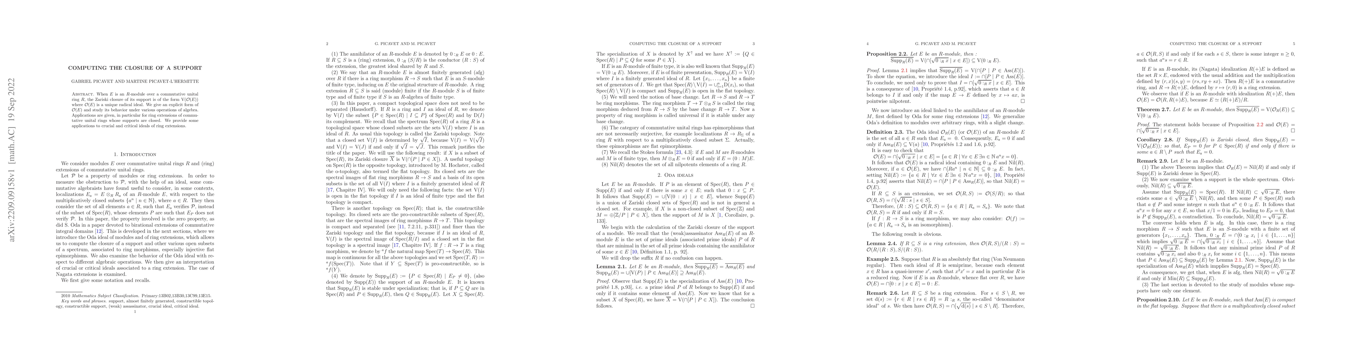 Thumbnail for Computing the closure of a support