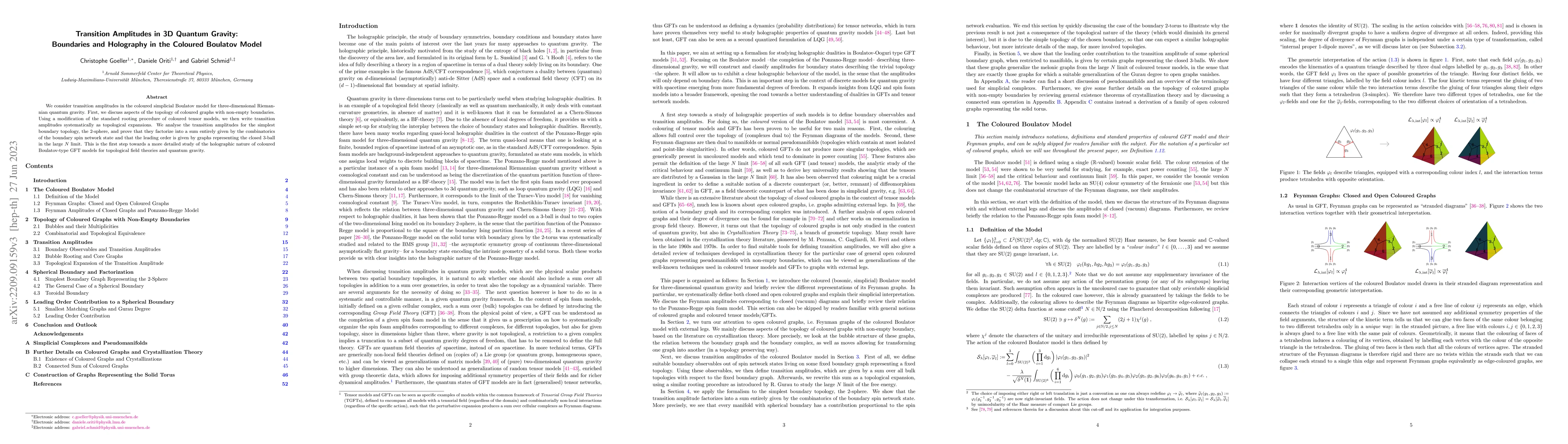 Thumbnail for Transition Amplitudes in 3D Quantum Gravity: Boundaries and Holography
  in the Coloured Boulatov Model