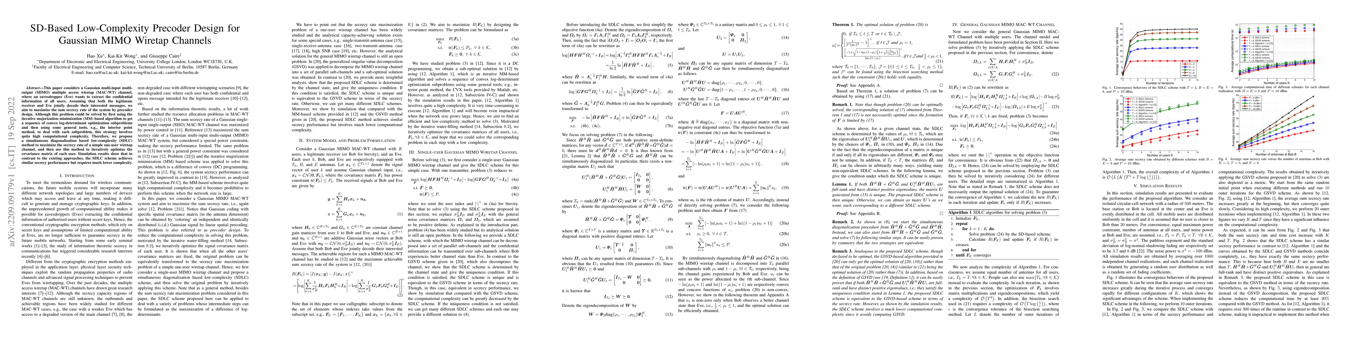 Thumbnail for SD-Based Low-Complexity Precoder Design for Gaussian MIMO Wiretap
  Channels