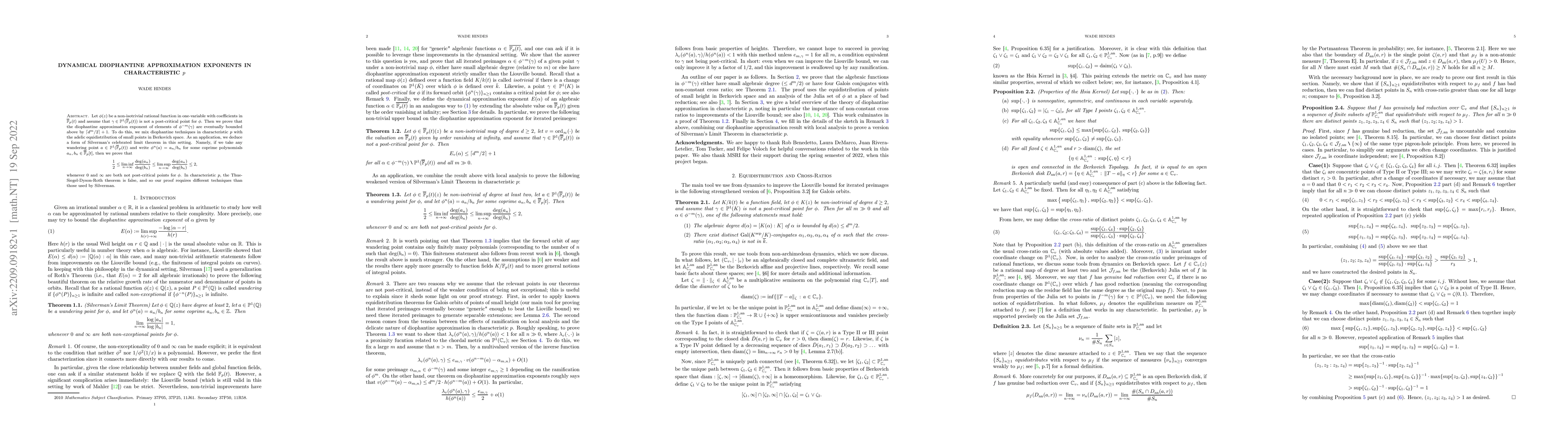 Thumbnail for Dynamical Diophantine Approximation Exponents in Characteristic $p$