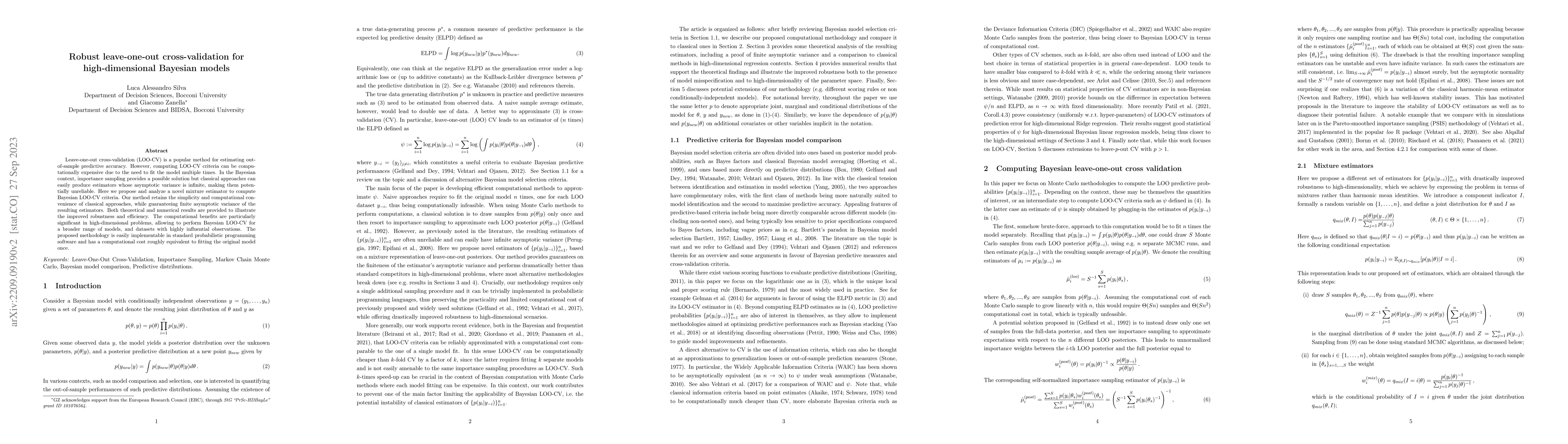 Thumbnail for Robust leave-one-out cross-validation for high-dimensional Bayesian
  models
