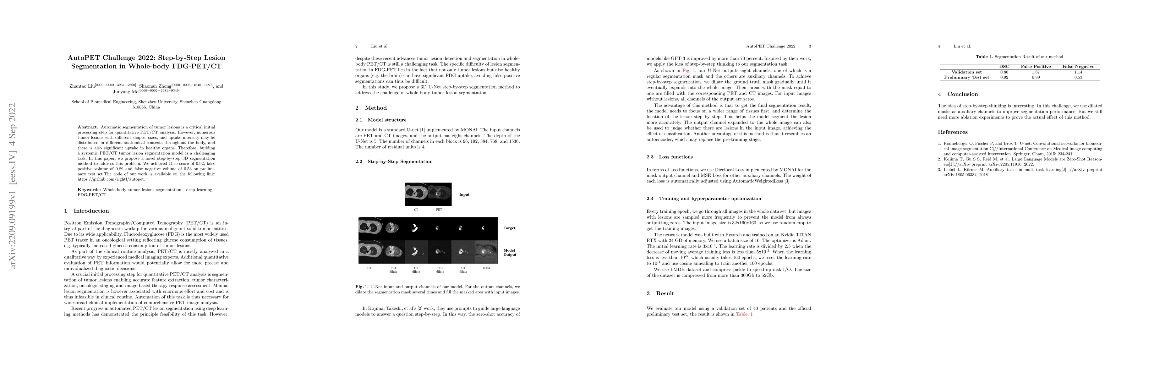 Thumbnail for AutoPET Challenge 2022: Step-by-Step Lesion Segmentation in Whole-body
  FDG-PET/CT