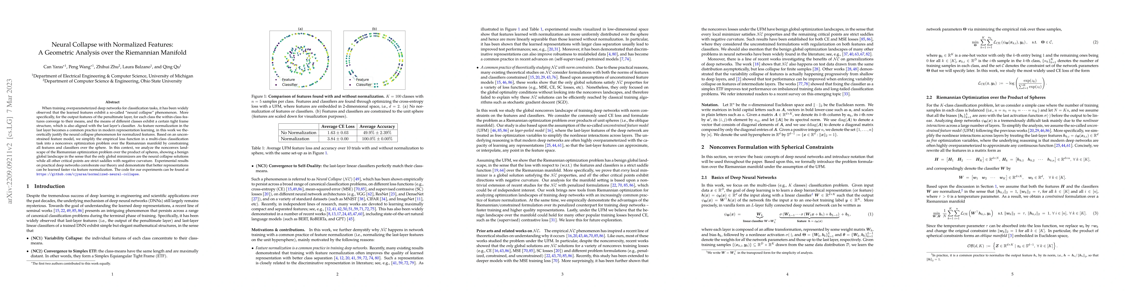 Thumbnail for Neural Collapse with Normalized Features: A Geometric Analysis over the
  Riemannian Manifold