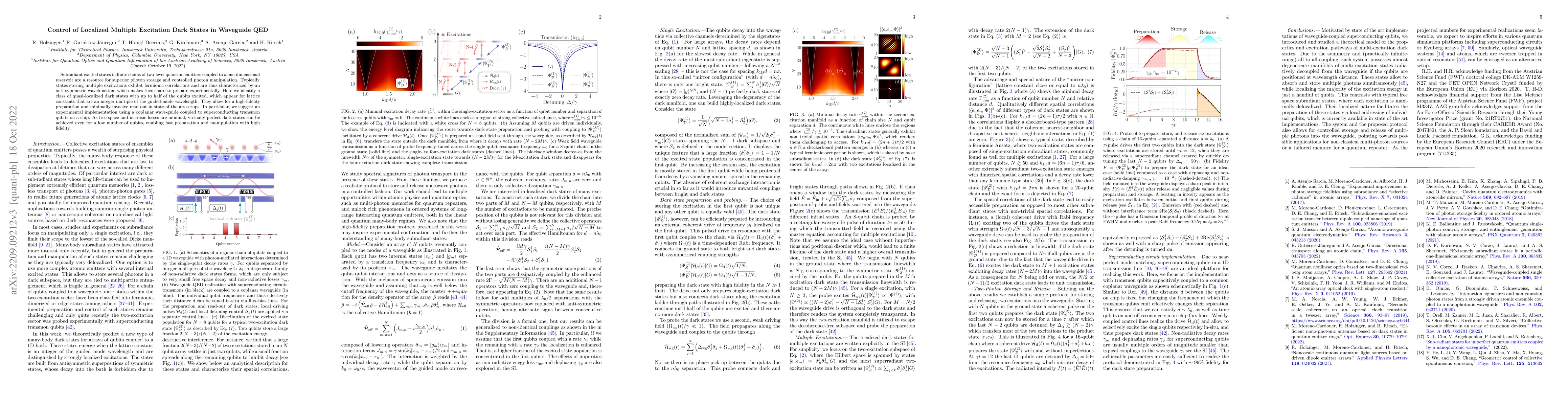 Thumbnail for Control of Localized Multiple Excitation Dark States in Waveguide QED