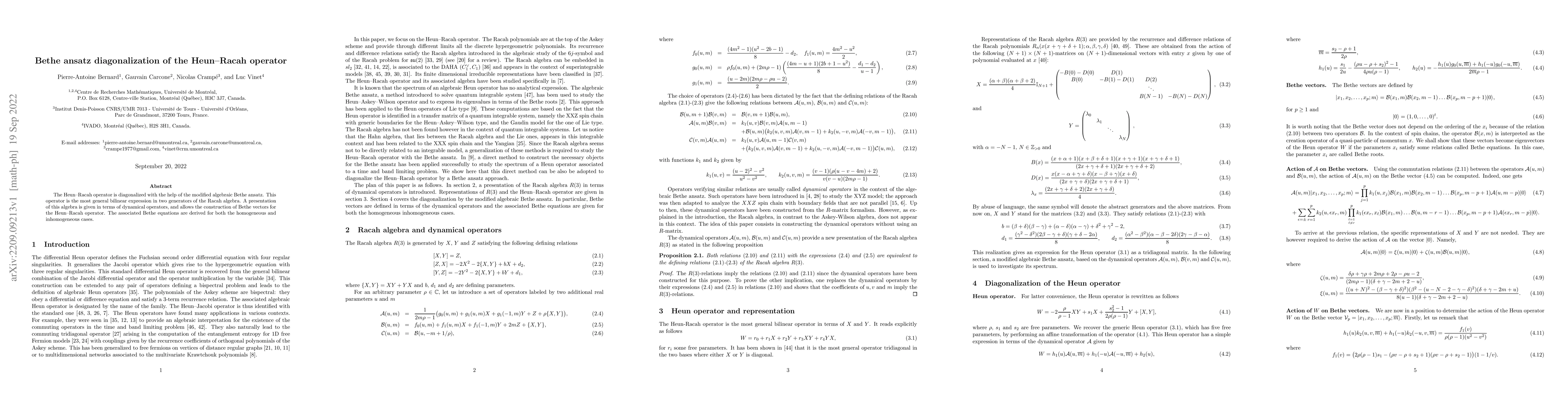 Thumbnail for Bethe ansatz diagonalization of the Heun-Racah operator