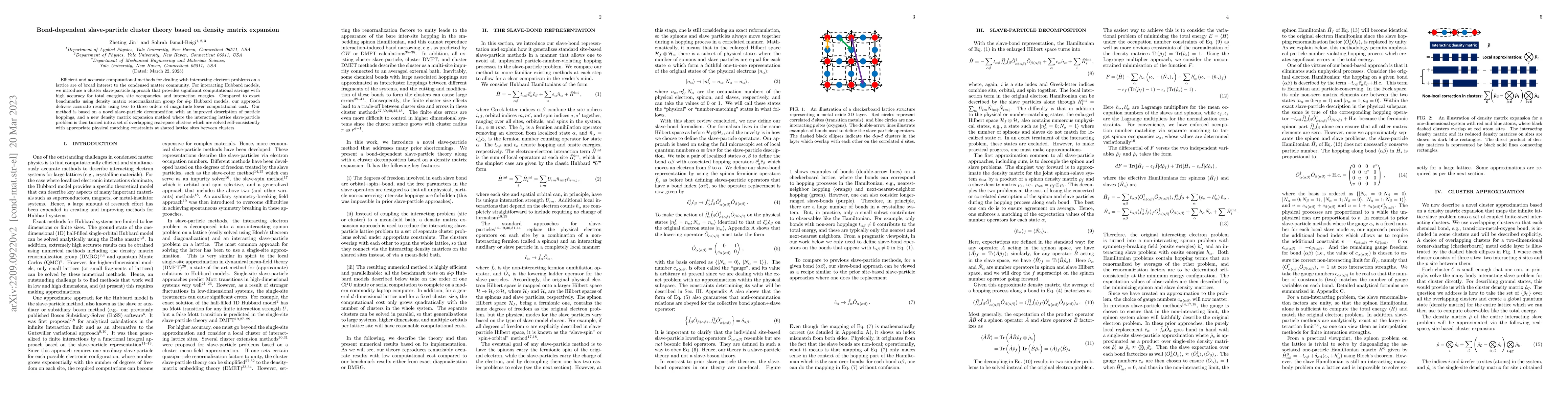 Thumbnail for Bond-dependent slave-particle cluster theory based on density matrix
  expansion