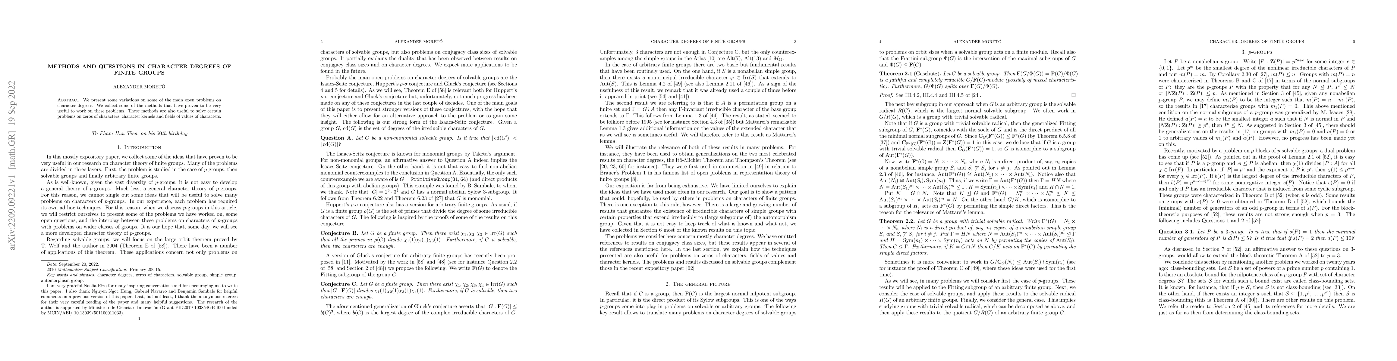 Thumbnail for Methods and questions in character degrees of finite groups