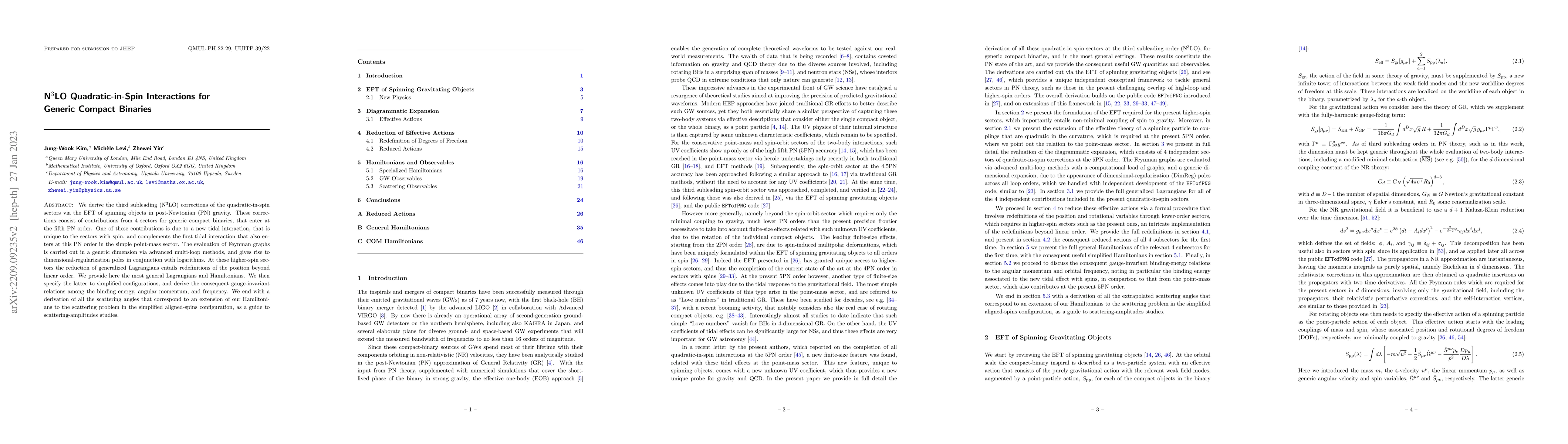 Thumbnail for N$^3$LO Quadratic-in-Spin Interactions for Generic Compact Binaries