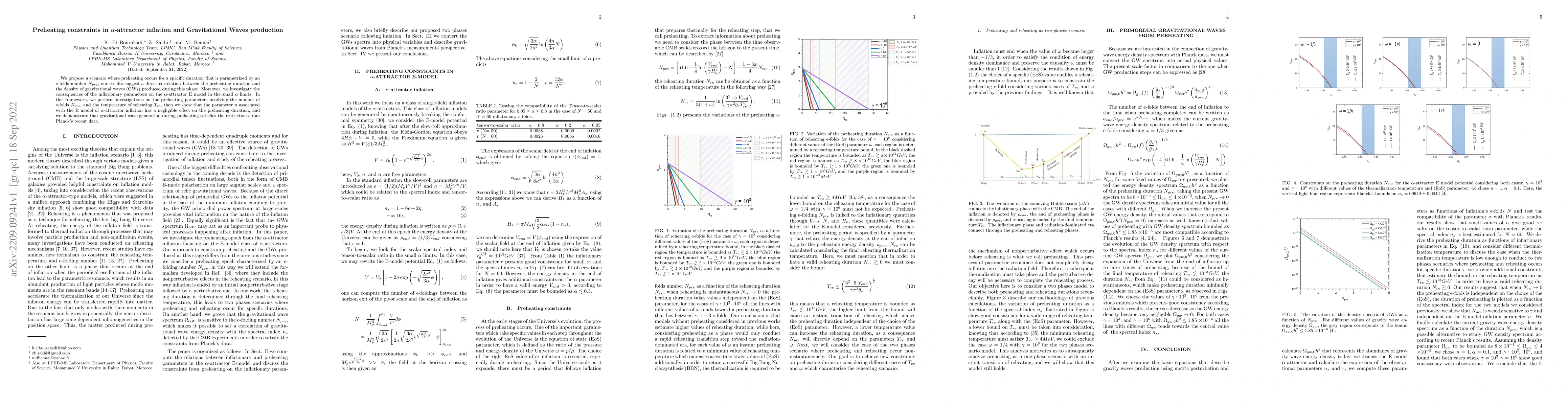 Thumbnail for Preheating constraints in $\alpha$-attractor inflation and Gravitational
  Waves production