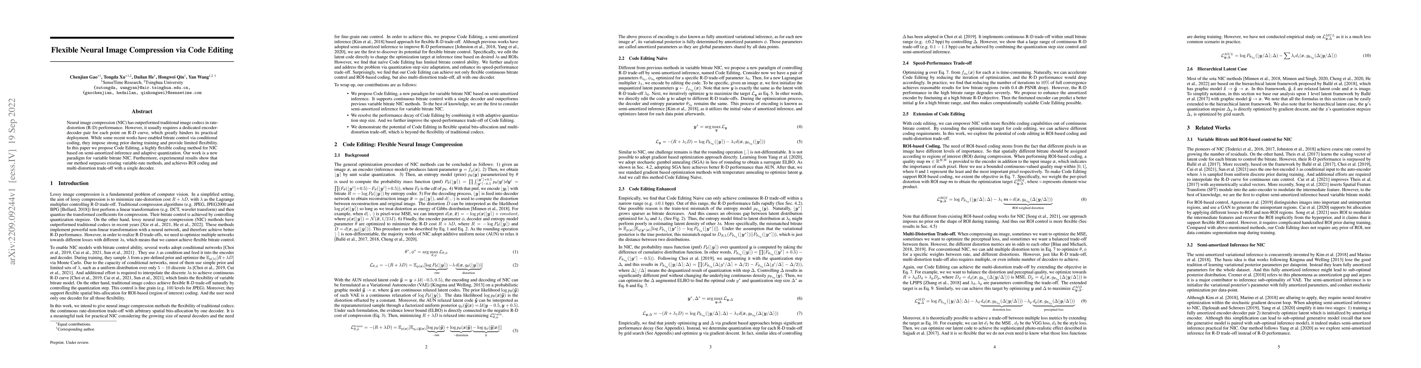 Thumbnail for Flexible Neural Image Compression via Code Editing