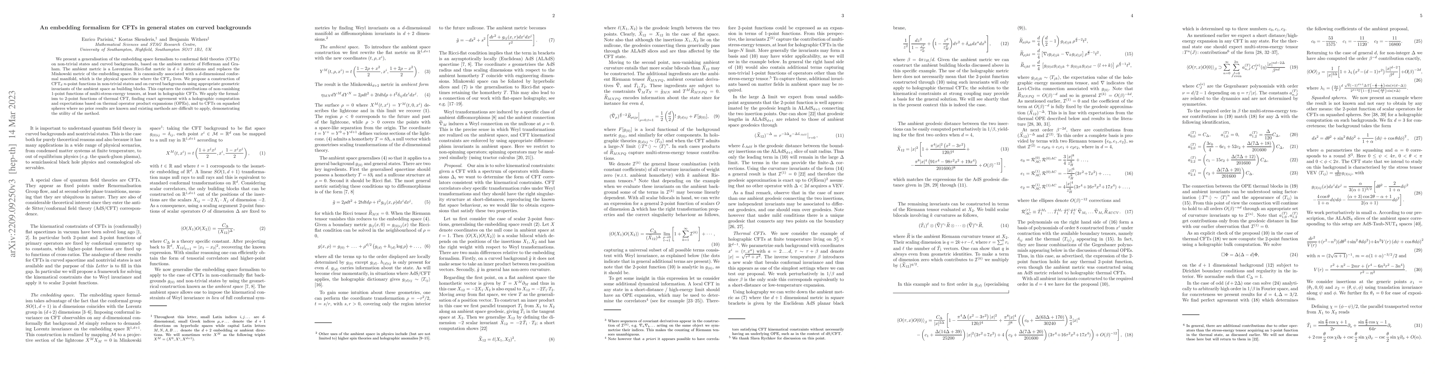 Thumbnail for An embedding formalism for CFTs in general states on curved backgrounds