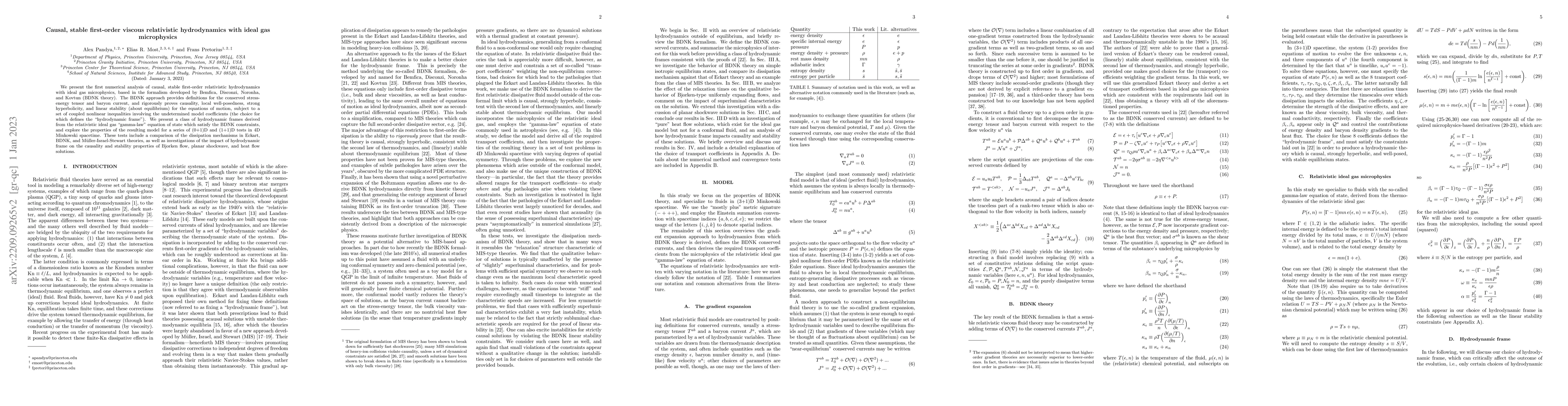 Thumbnail for Causal, stable first-order viscous relativistic hydrodynamics with ideal
  gas microphysics