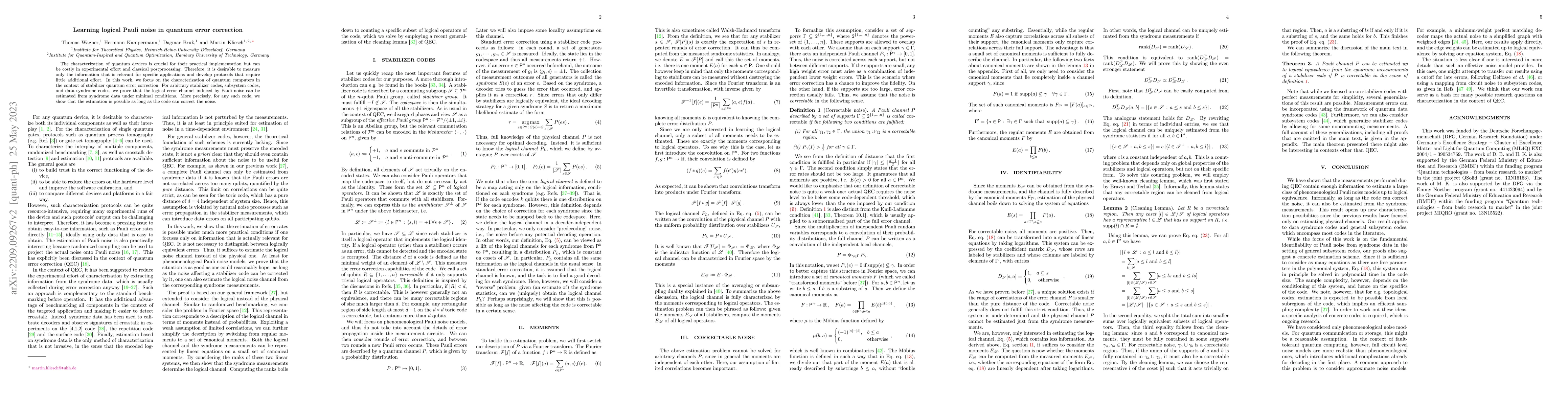 Thumbnail for Learning logical Pauli noise in quantum error correction