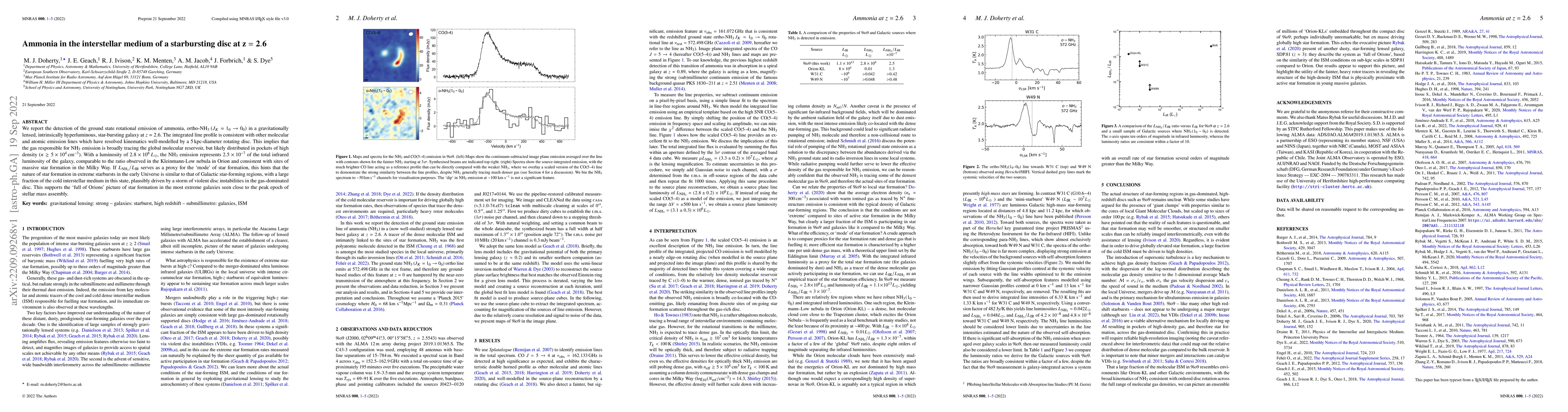 Thumbnail for Ammonia in the interstellar medium of a starbursting disc at z=2.6