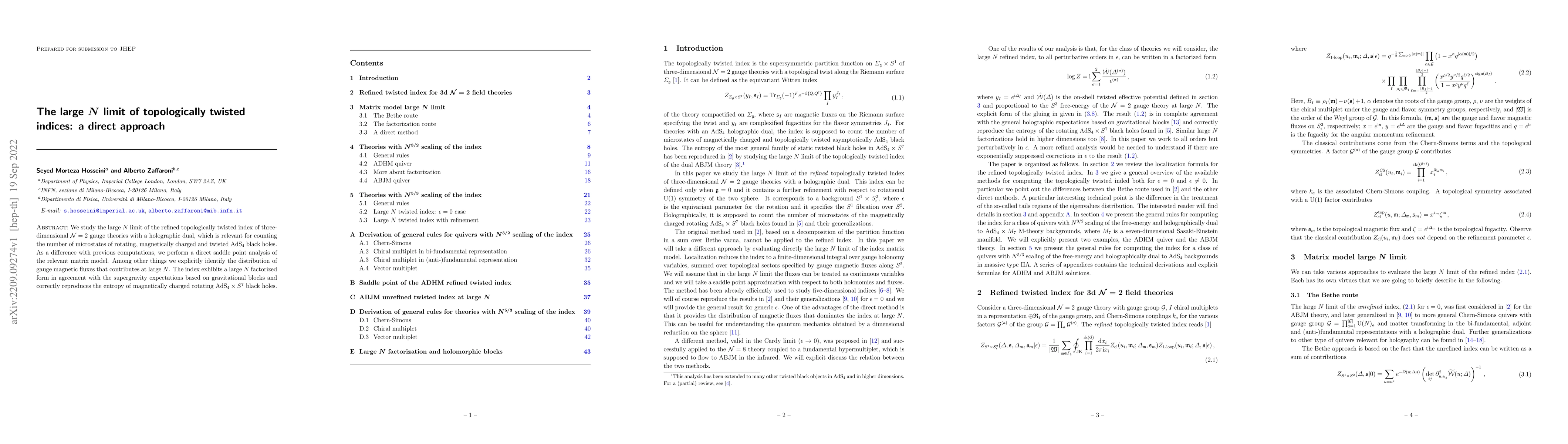 Thumbnail for The large $N$ limit of topologically twisted indices: a direct approach