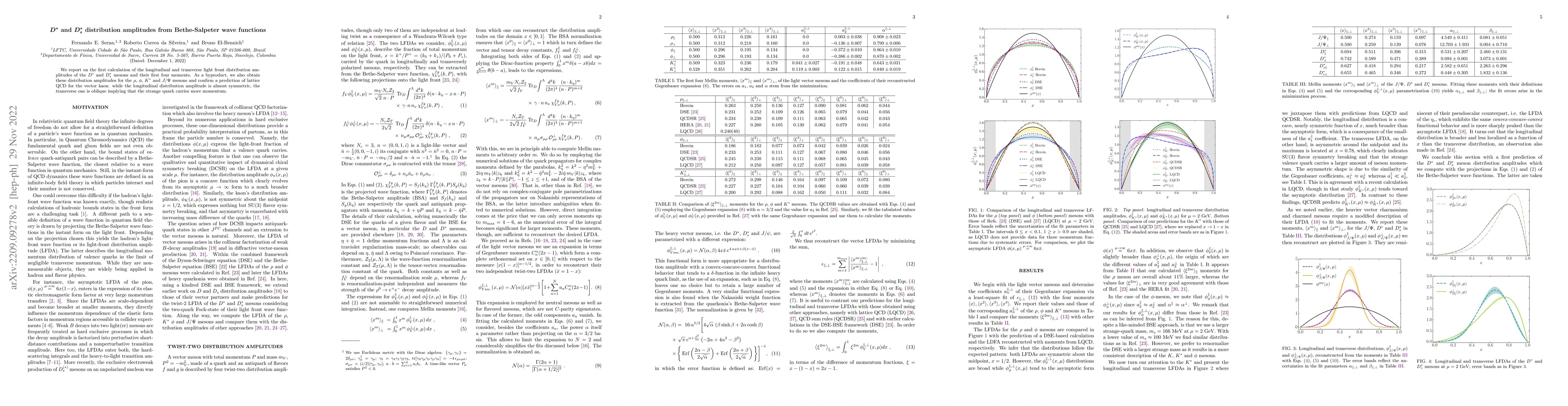 Thumbnail for $D^*$ and $D^*_s$ distribution amplitudes from Bethe-Salpeter wave
  functions