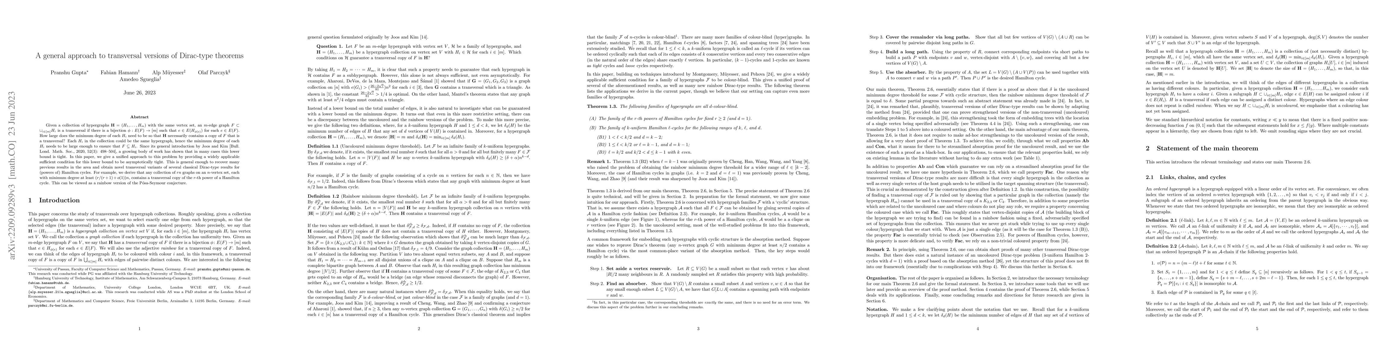 Thumbnail for A general approach to transversal versions of Dirac-type theorems