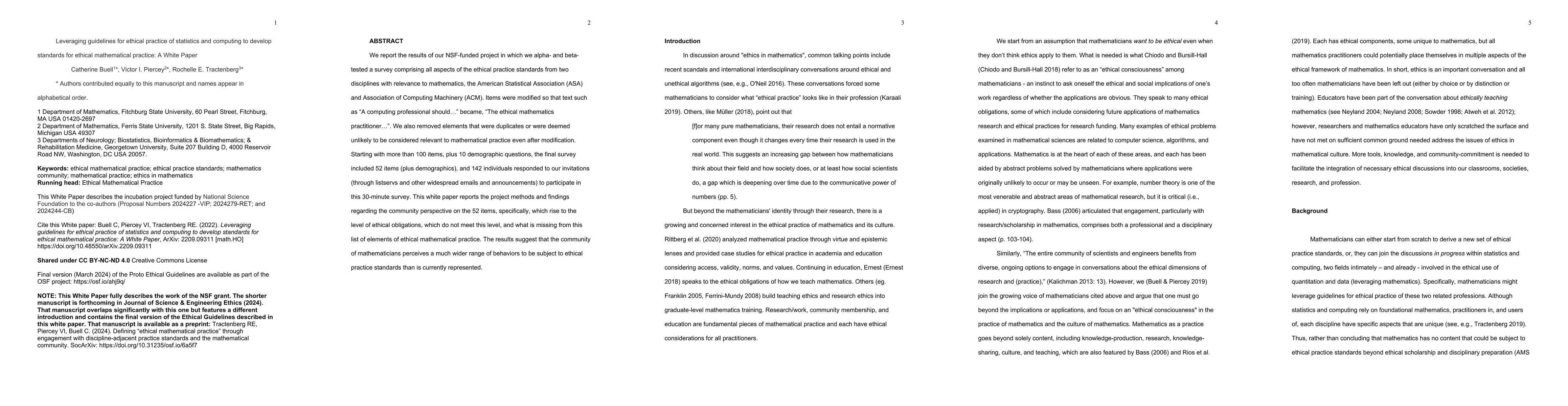 Thumbnail for Leveraging guidelines for ethical practice of statistics and computing
  to develop standards for ethical mathematical practice: A White Paper