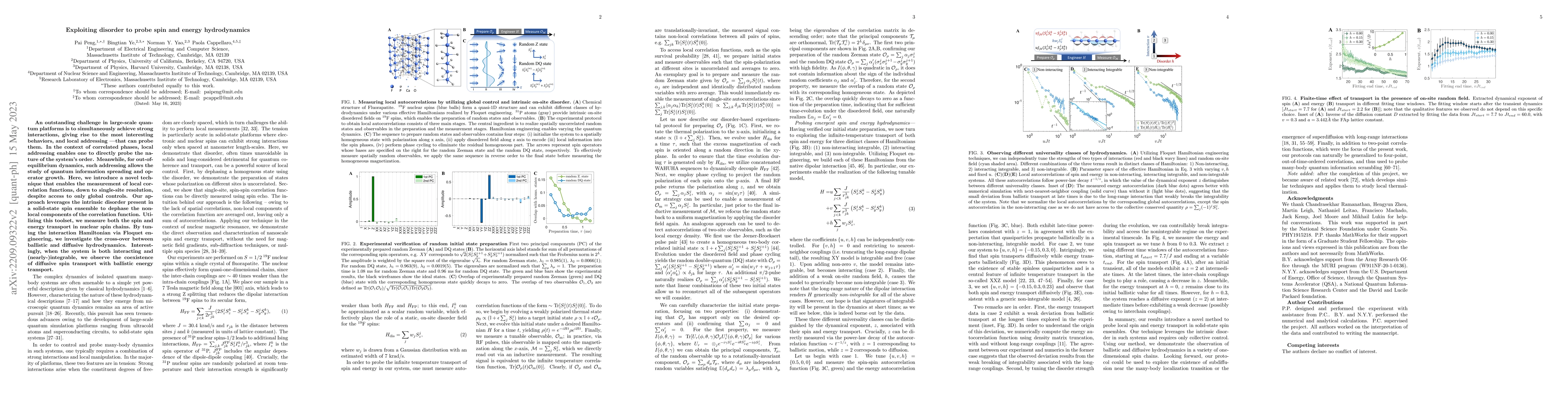 Thumbnail for Exploiting disorder to probe spin and energy hydrodynamics