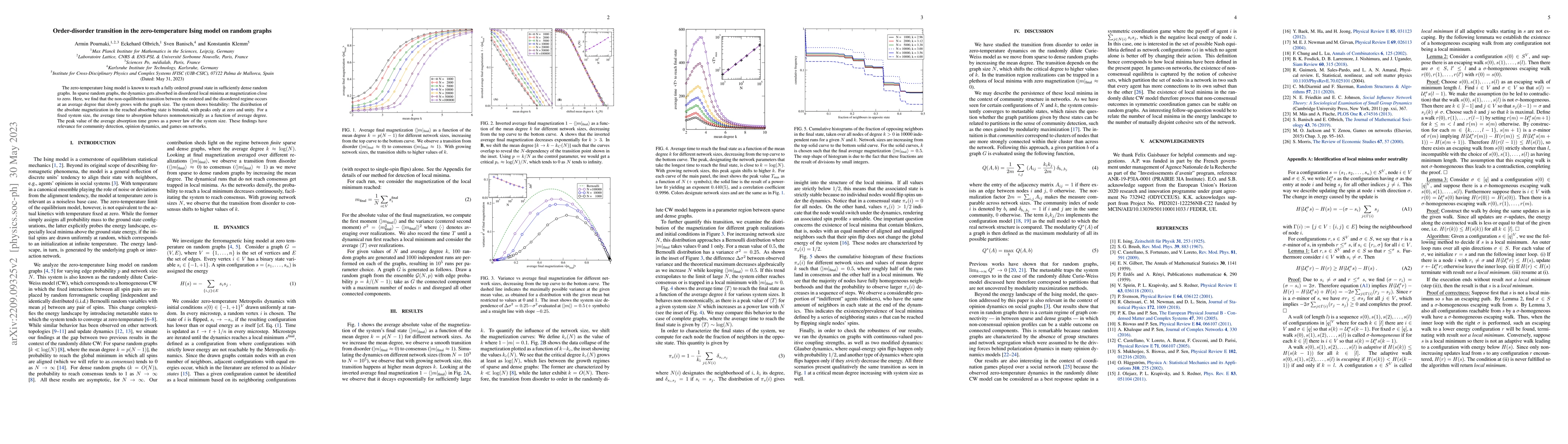 Thumbnail for Order-disorder transition in the zero-temperature Ising model on random
  graphs