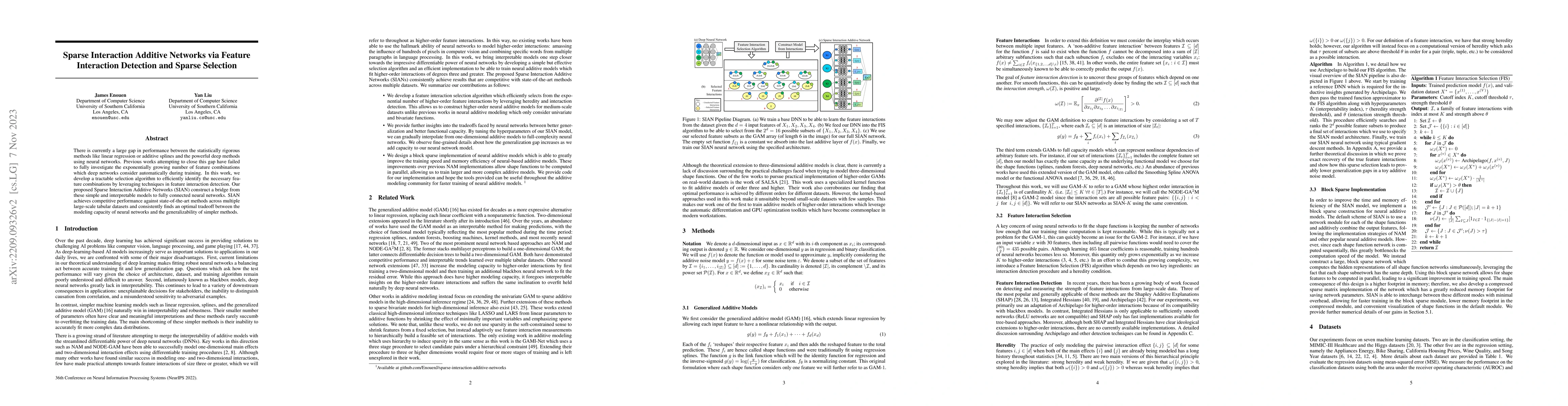 Thumbnail for Sparse Interaction Additive Networks via Feature Interaction Detection
  and Sparse Selection