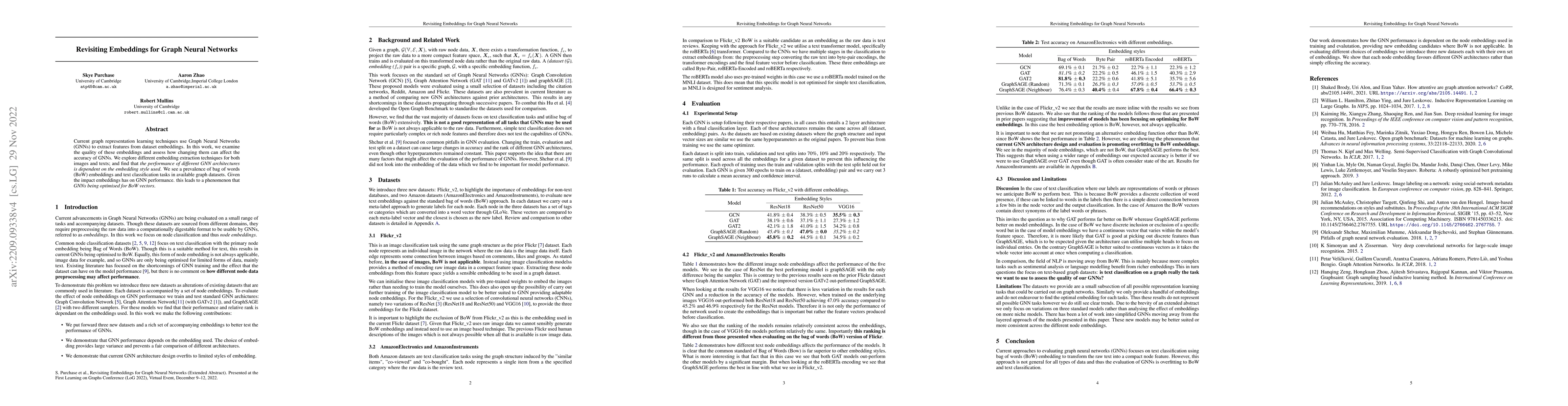 Thumbnail for Revisiting Embeddings for Graph Neural Networks