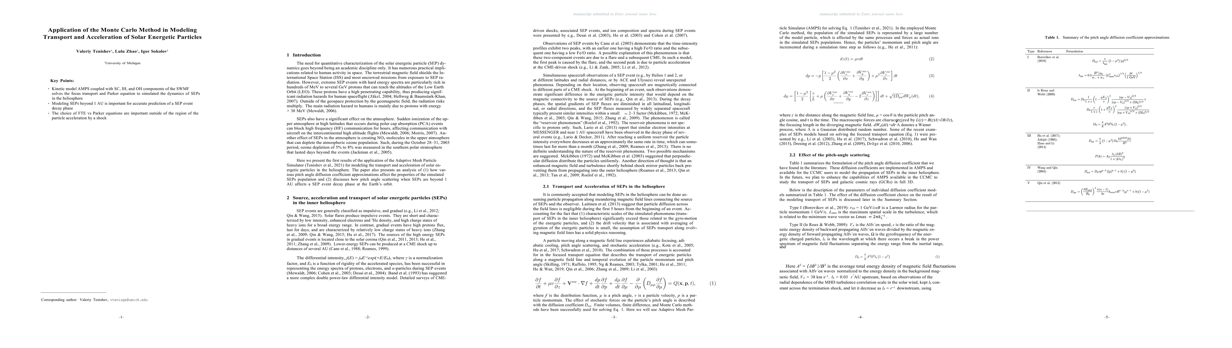 Thumbnail for Application of the Monte Carlo Method in Modeling Transport and
  Acceleration of Solar Energetic Particles