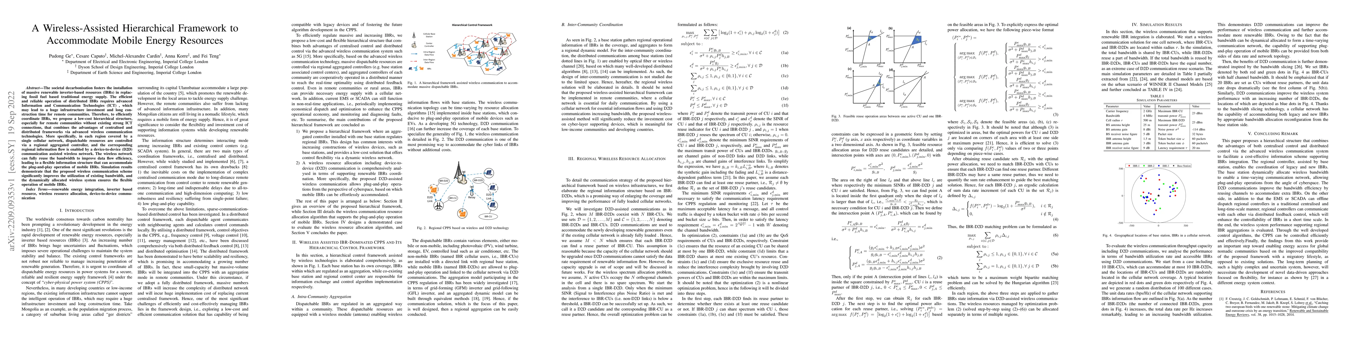 Thumbnail for A Wireless-Assisted Hierarchical Framework to Accommodate Mobile Energy
  Resources