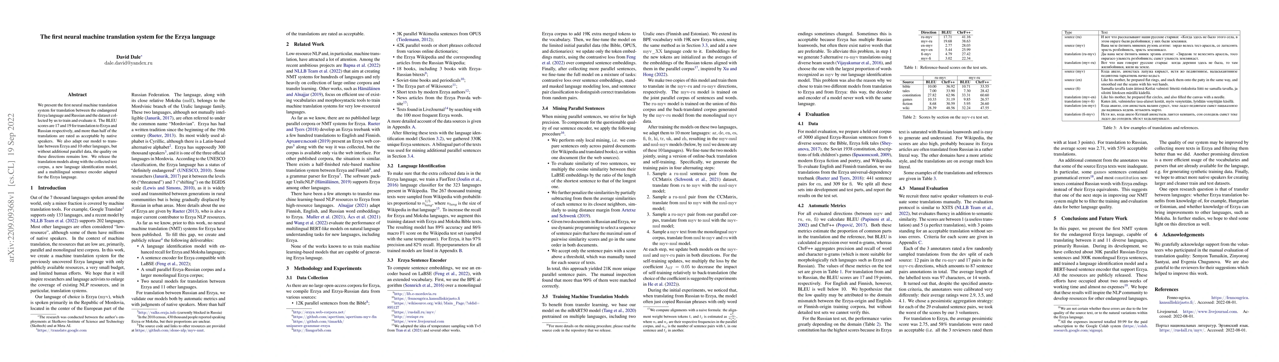 Thumbnail for The first neural machine translation system for the Erzya language