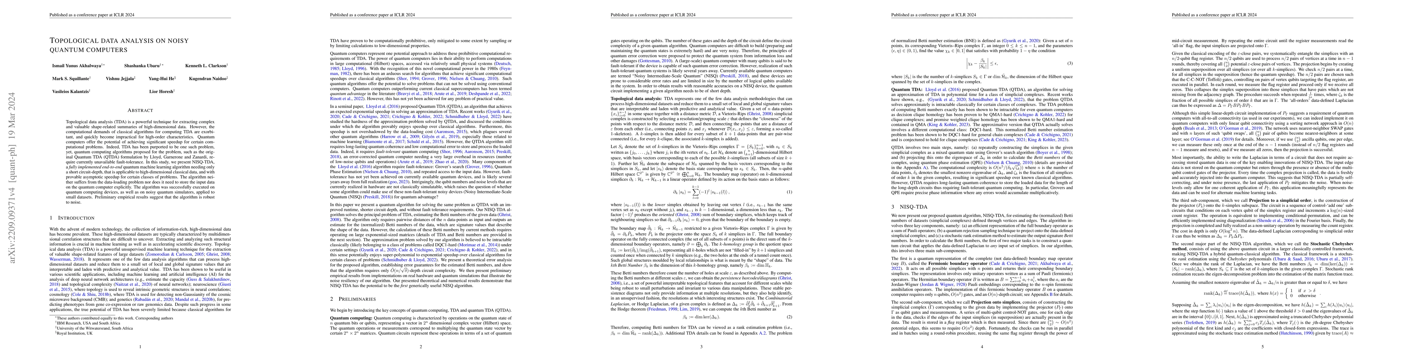 Thumbnail for Topological data analysis on noisy quantum computers