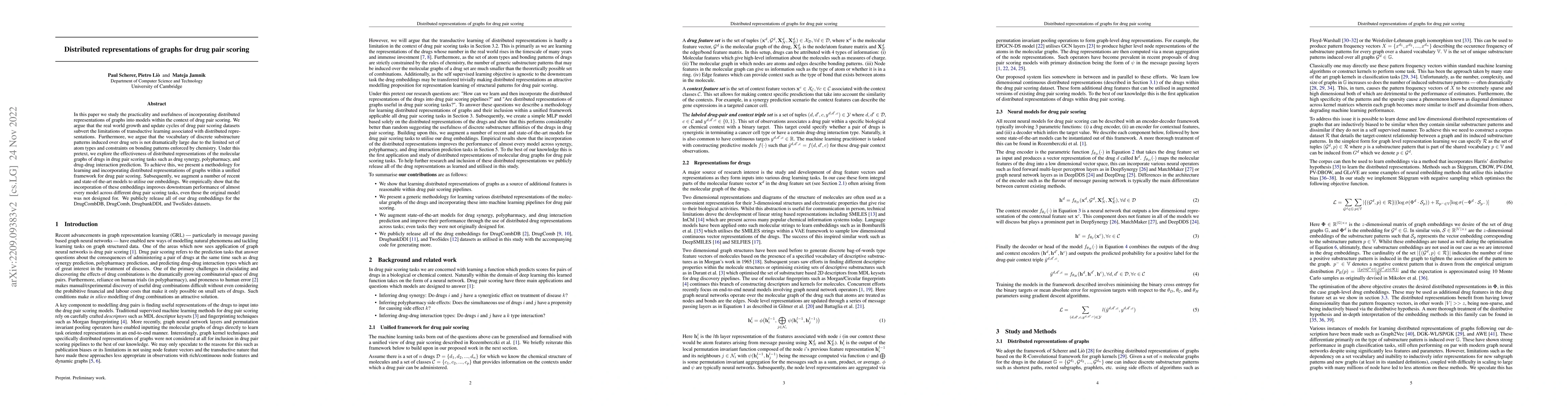 Thumbnail for Distributed representations of graphs for drug pair scoring