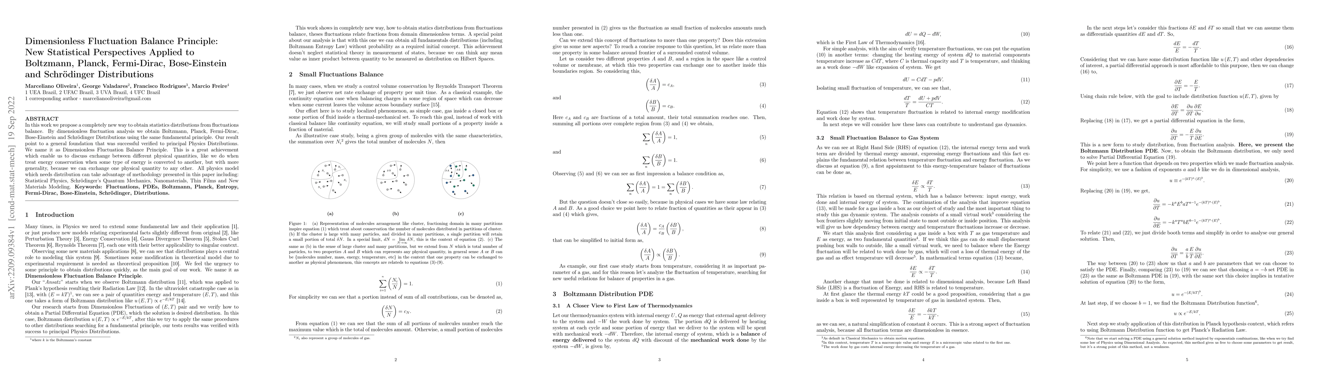 Thumbnail for Dimensionless Fluctuation Balance Principle: New Statistical
  Perspectives Applied to Boltzmann, Planck, Fermi-Dirac, Bose-Einstein and
  Schr\"odinger Distributions