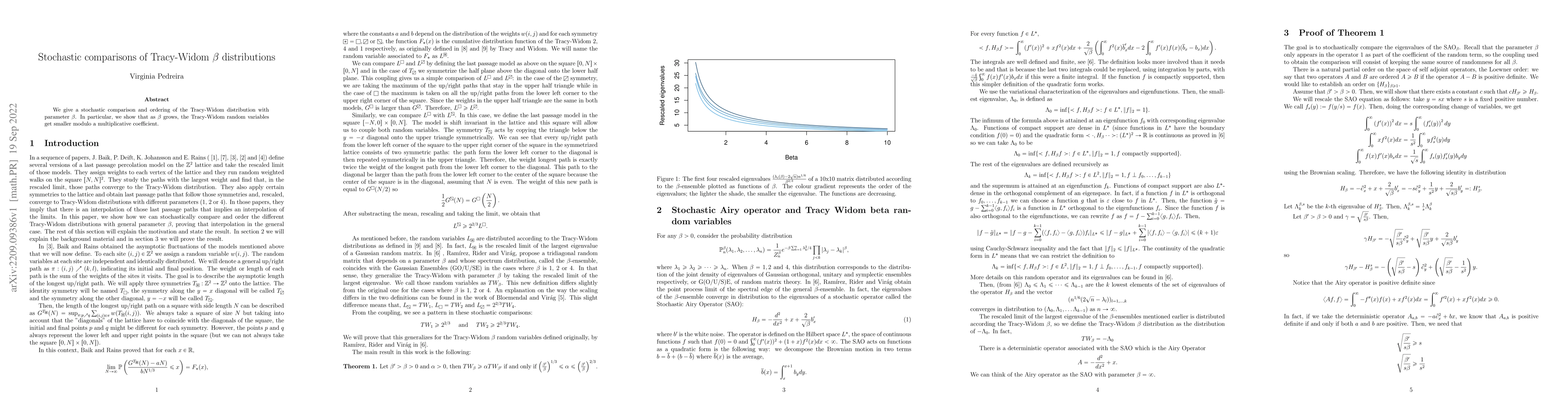 Thumbnail for Stochastic comparisons of Tracy-Widom $\beta$ distributions