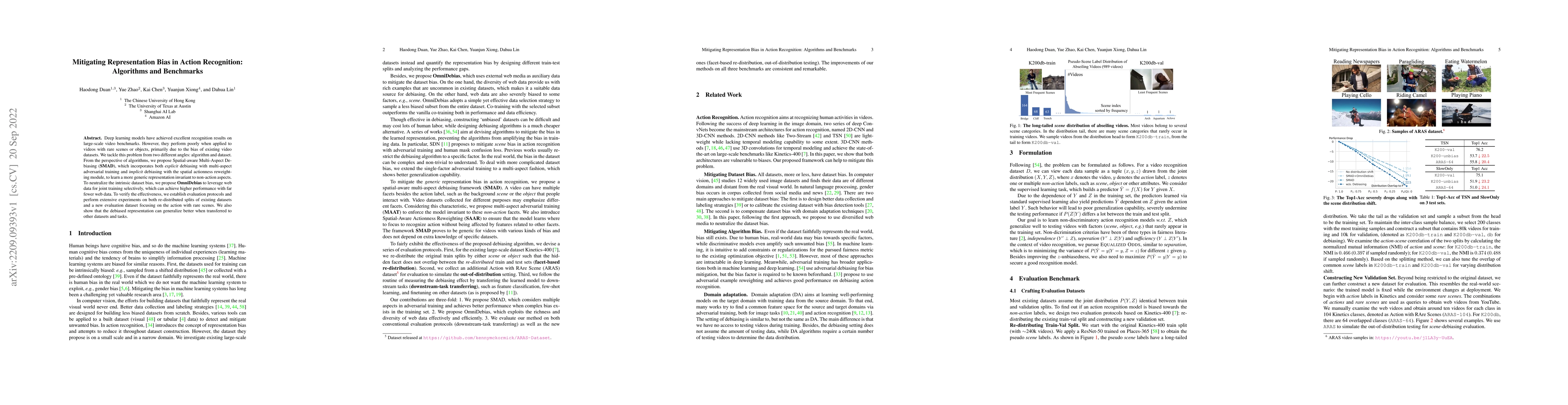 Thumbnail for Mitigating Representation Bias in Action Recognition: Algorithms and
  Benchmarks