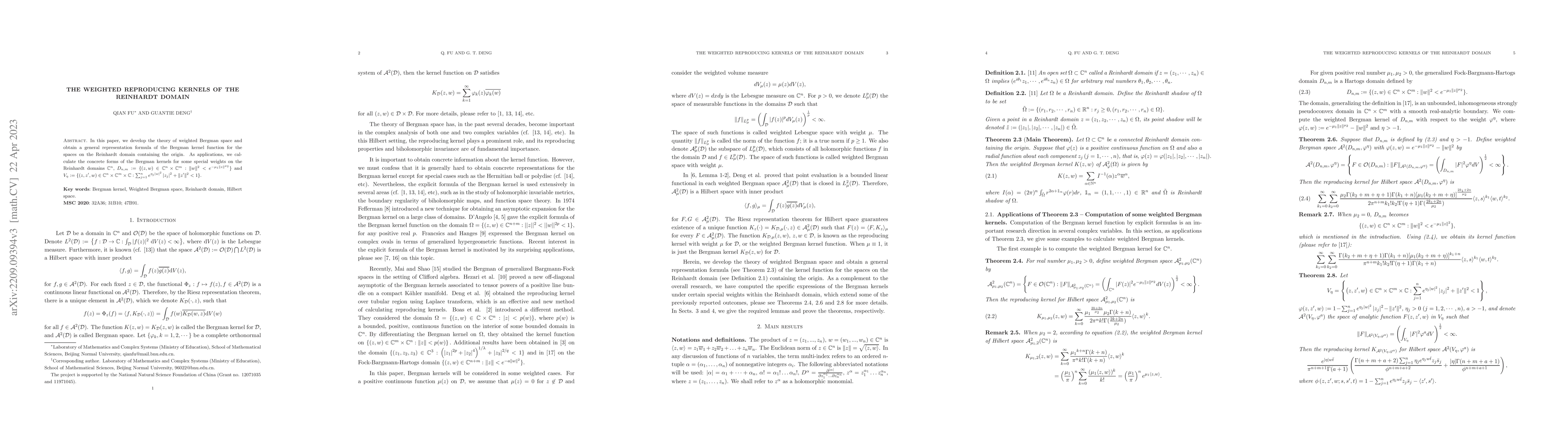 Thumbnail for The weighted reproducing kernels of the Reinhardt domain