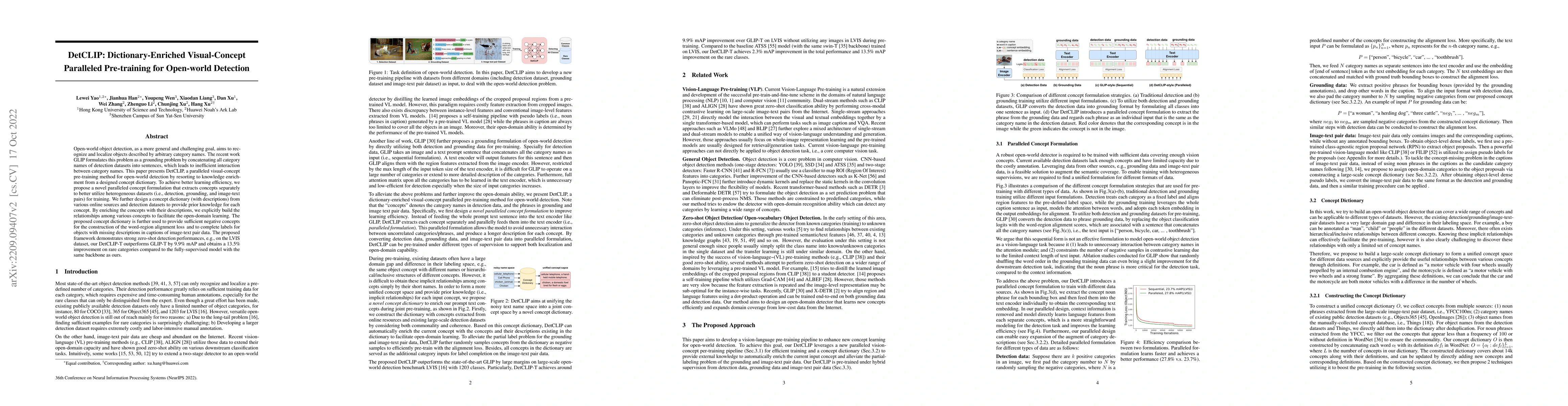 Thumbnail for DetCLIP: Dictionary-Enriched Visual-Concept Paralleled Pre-training for
  Open-world Detection