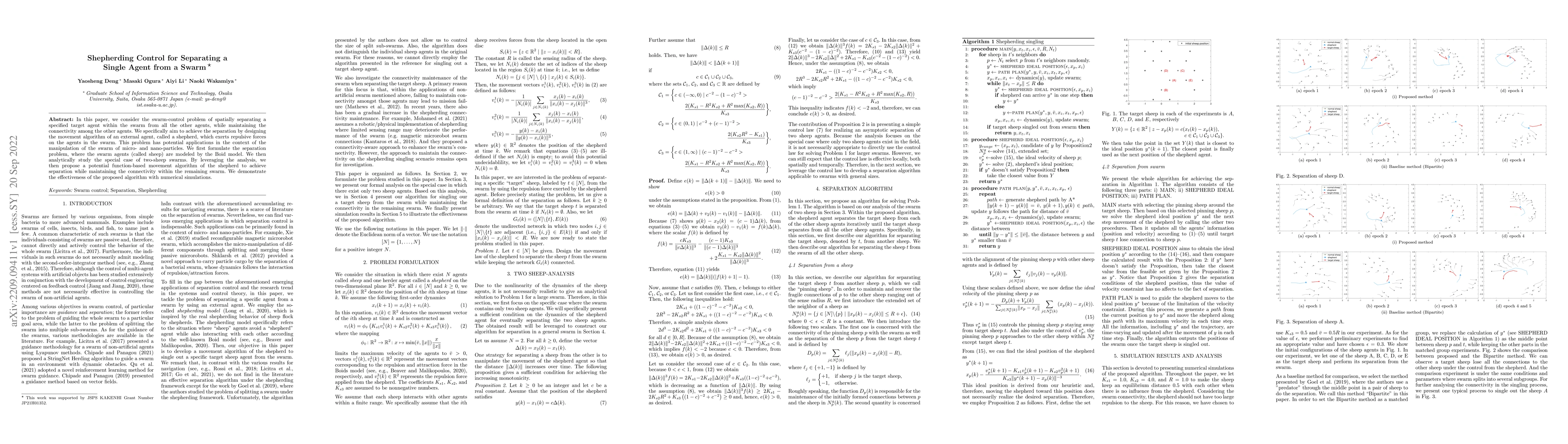 Thumbnail for Shepherding Control for Separating a Single Agent from a Swarm