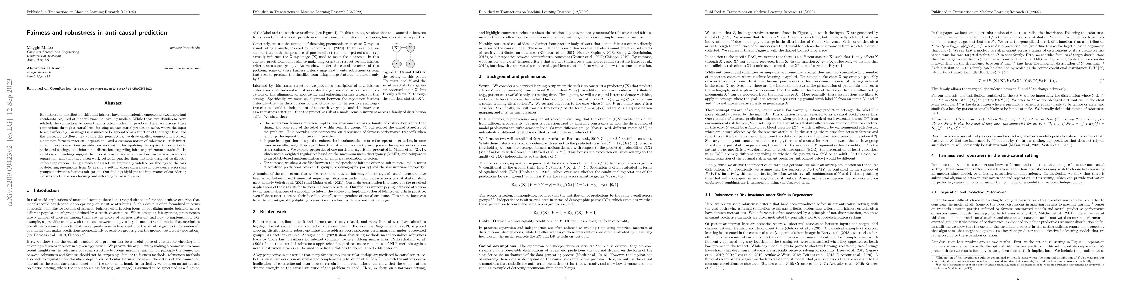 Thumbnail for Fairness and robustness in anti-causal prediction