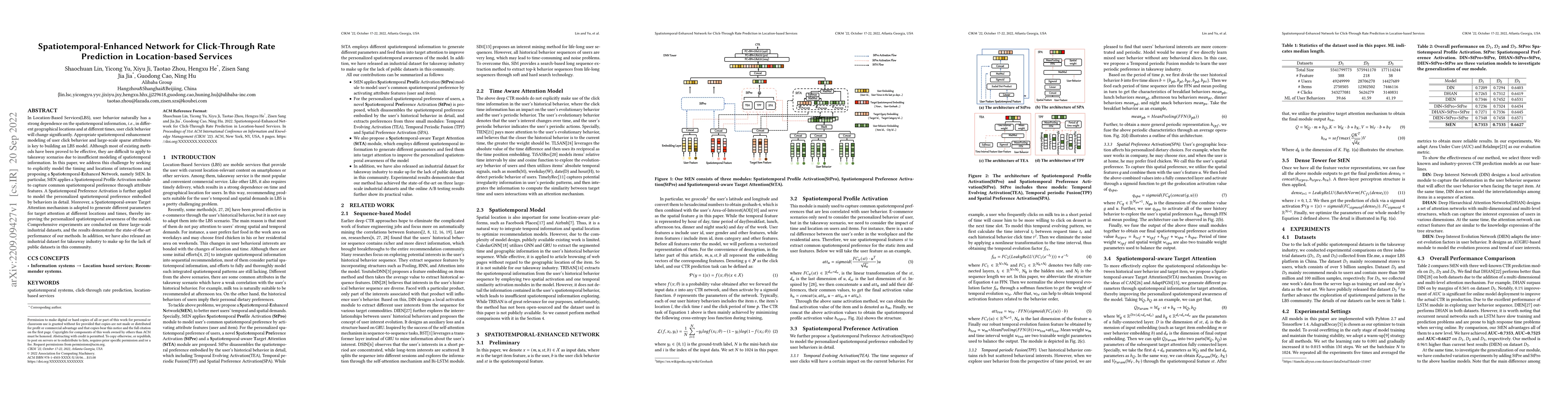 Thumbnail for Spatiotemporal-Enhanced Network for Click-Through Rate Prediction in
  Location-based Services