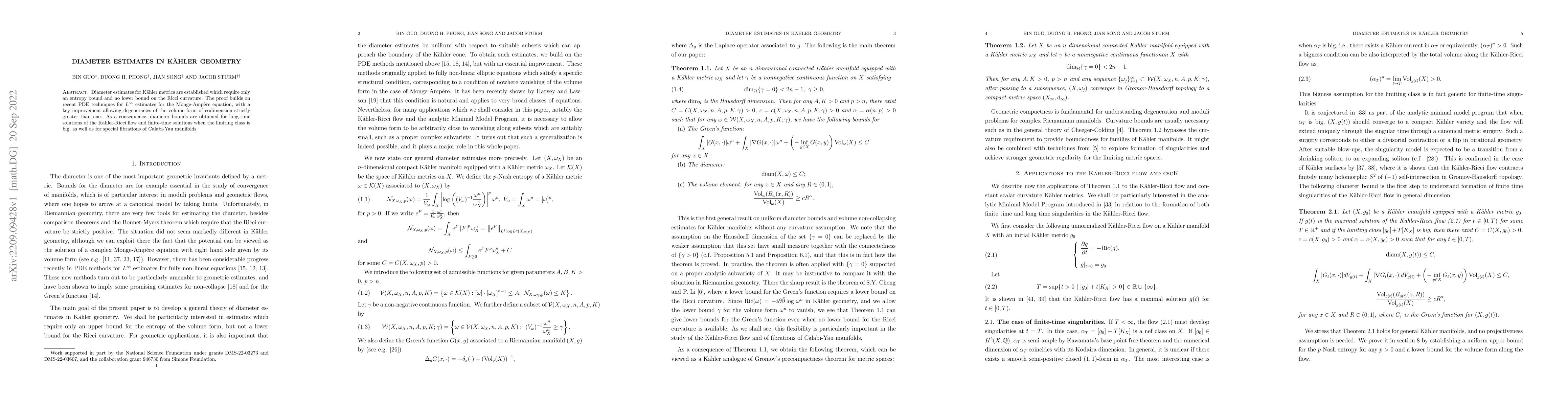 Thumbnail for Diameter estimates in K\"ahler geometry
