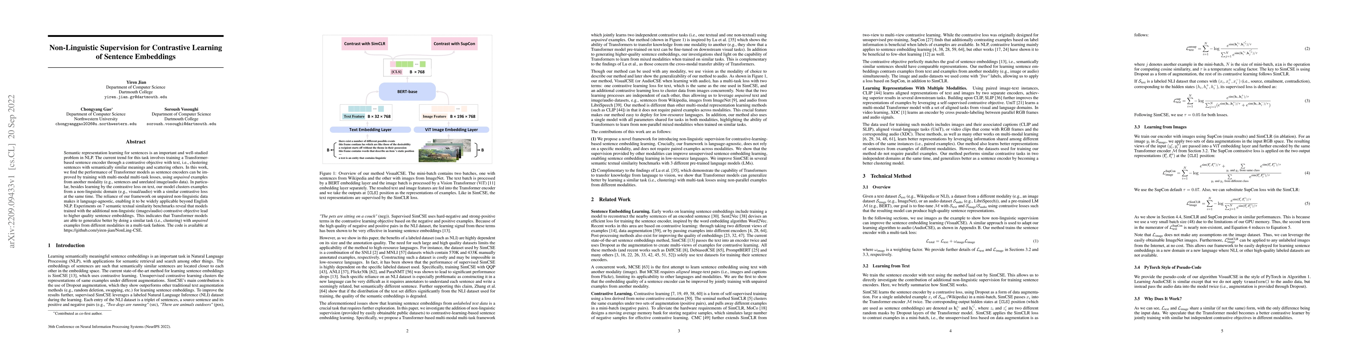 Thumbnail for Non-Linguistic Supervision for Contrastive Learning of Sentence
  Embeddings