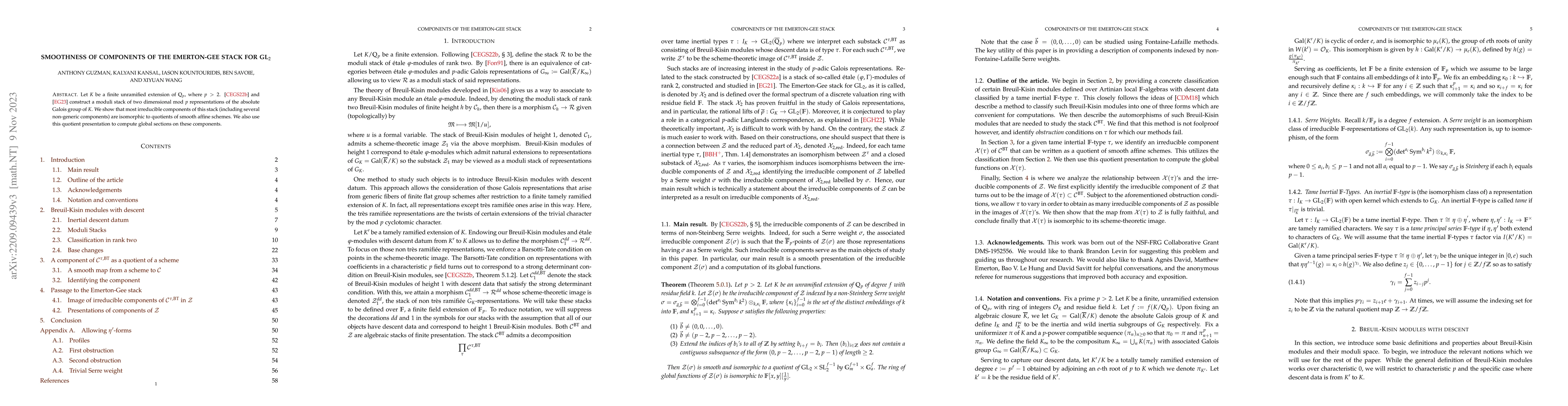 Thumbnail for Smoothness of components of the Emerton-Gee stack for $\text{GL}_2$
