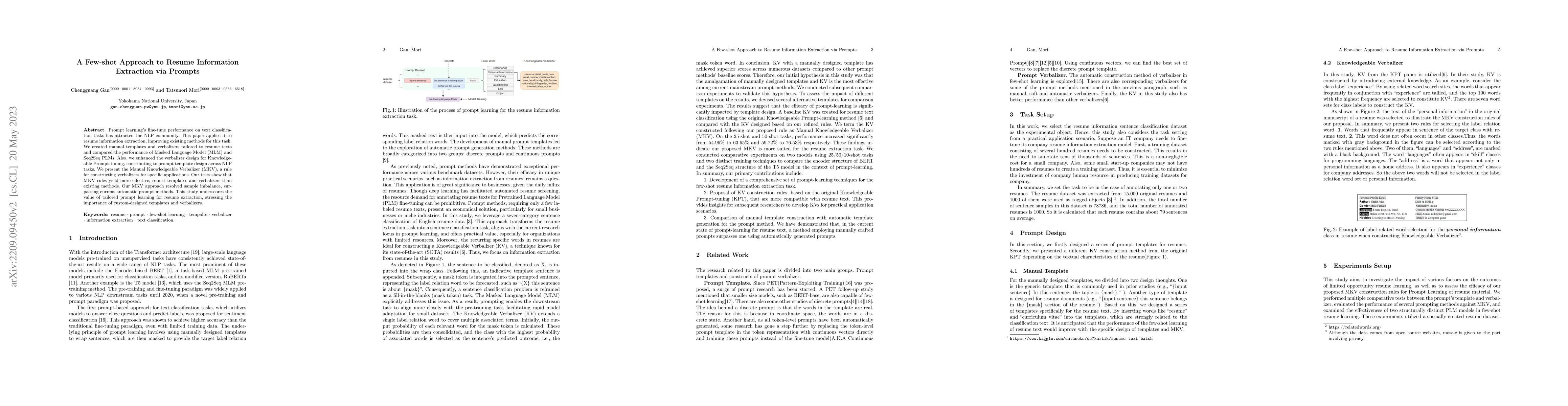 Thumbnail for A Few-shot Approach to Resume Information Extraction via Prompts
